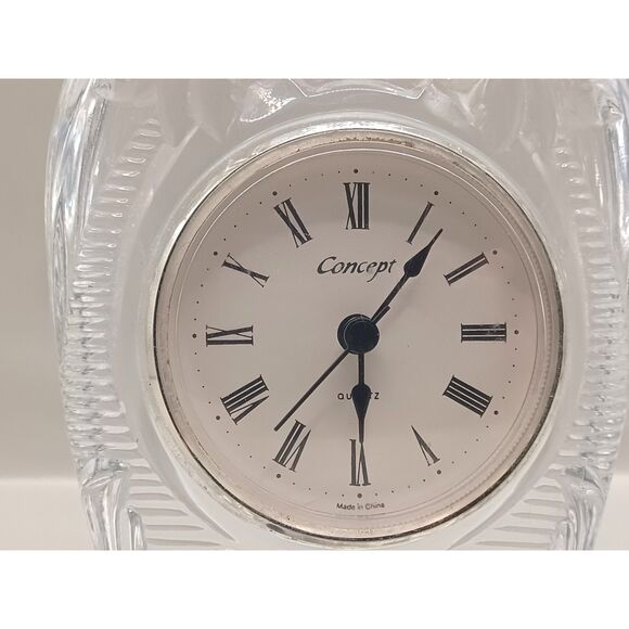 Vintage Cristal d'Arques Concept Leaded Crystal Palm Trees Mantel Desk Clock - Picture 8 of 9